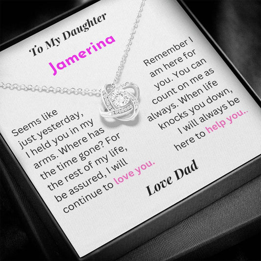 Personalize This Love Knot Necklace by Adding Your Daughter's Name