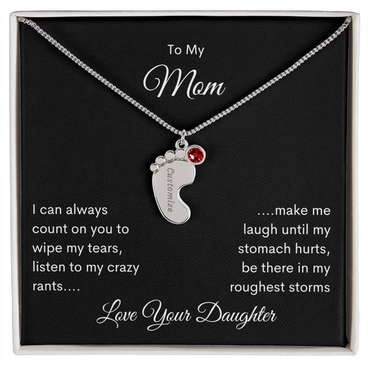 The Custom Baby Feet Necklace To My Mother - Love Daughter