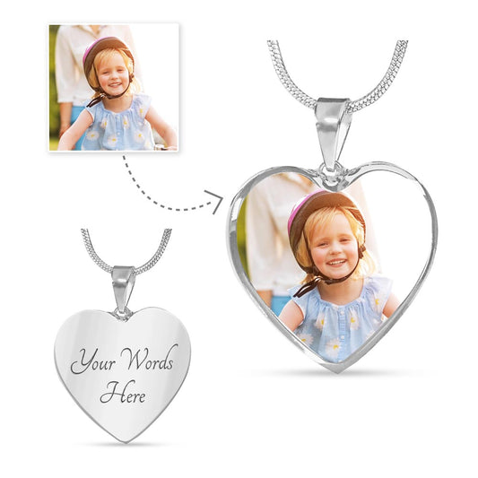 Personalize Heart Necklace for Daughter, Wife, Mother with Photo and Words