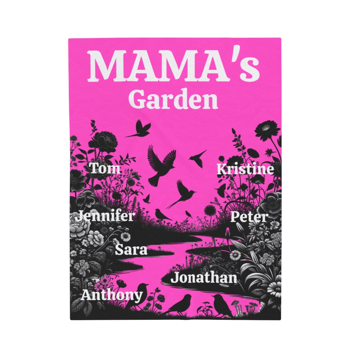 MAMA's Garden Blanket Pink Personalized with Names of Children