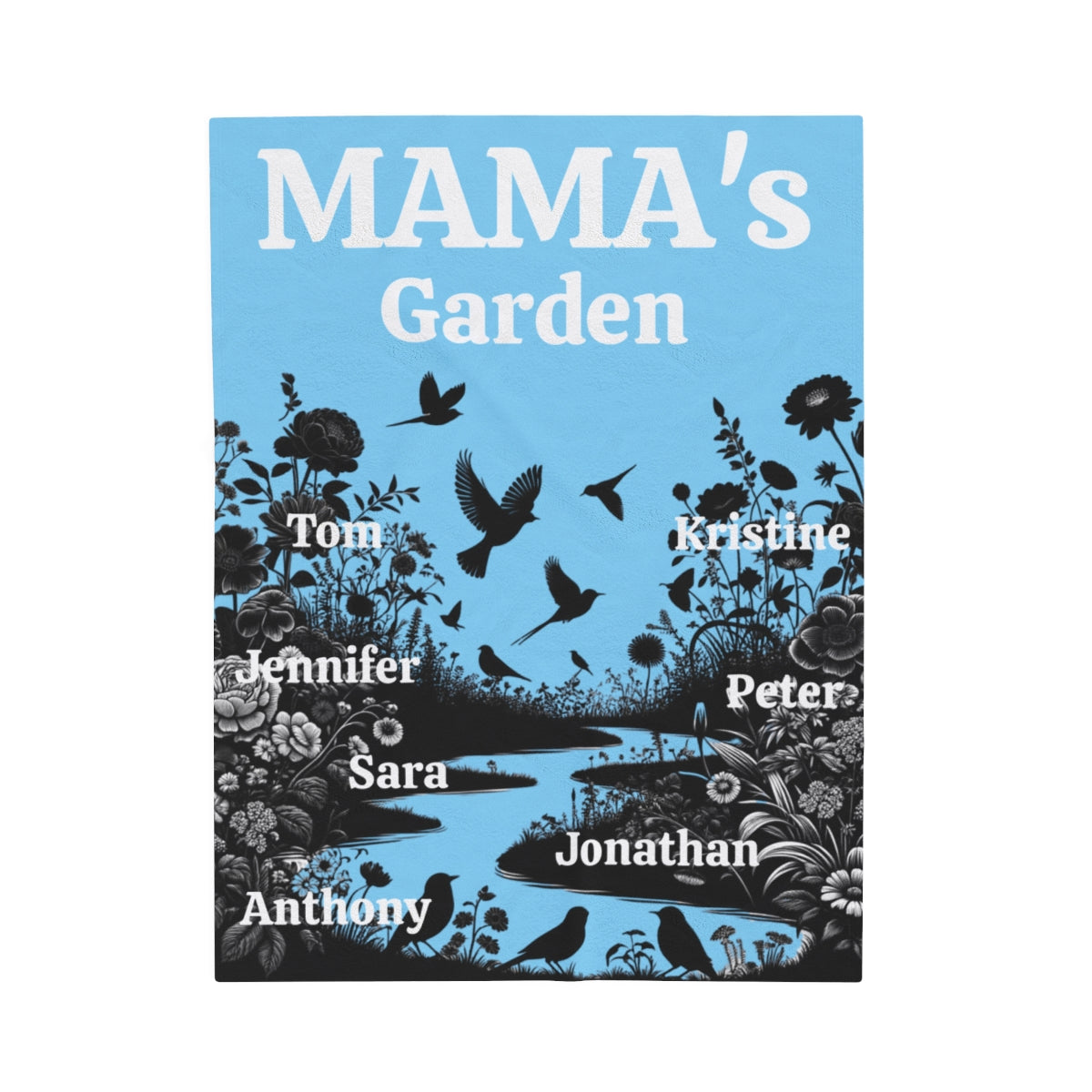 MAMA's Garden Blanket Blue Personalized with Names of Children