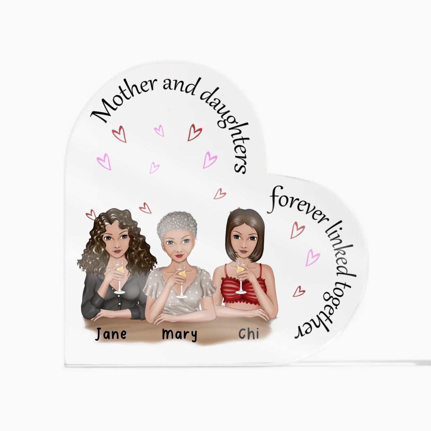 Personalize this Mother and Daughters Acrylic Heart